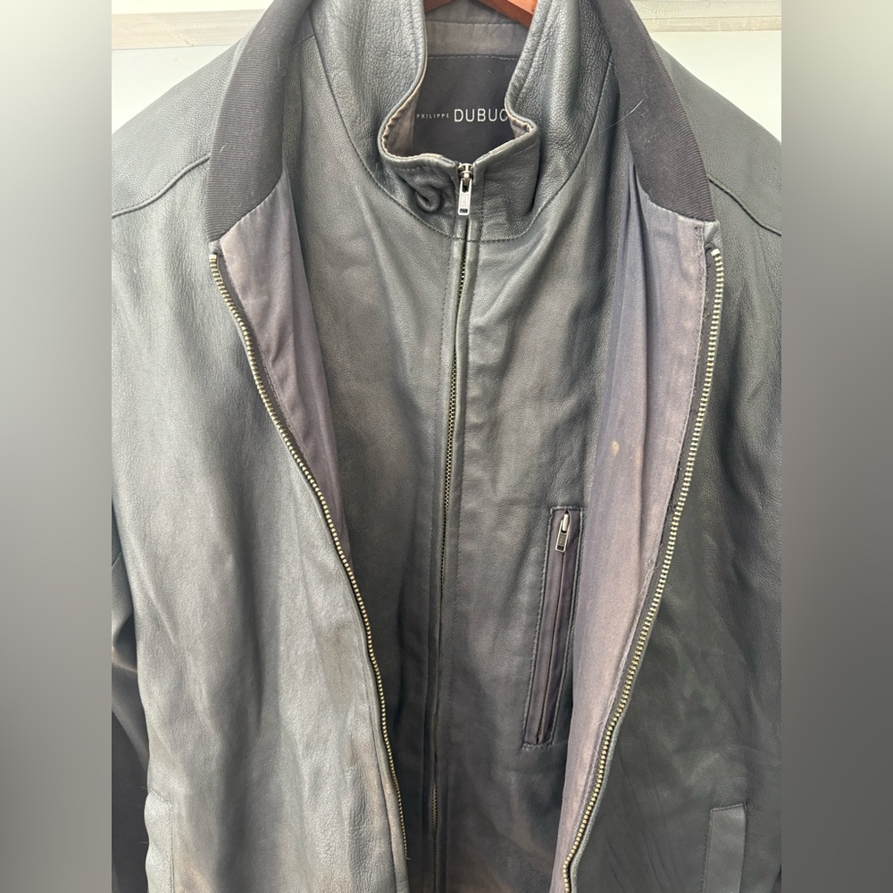 Philippe Dubuc Men's Dark‎ Gray Lamb Leather Jacket - Picture 4 of 8
